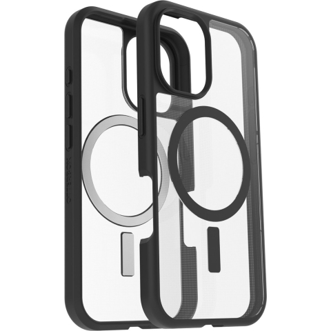 Otterbox React Backcover Apple iPhone 16 Zwart, Transparant Inductieve lading, MagSafe compatible