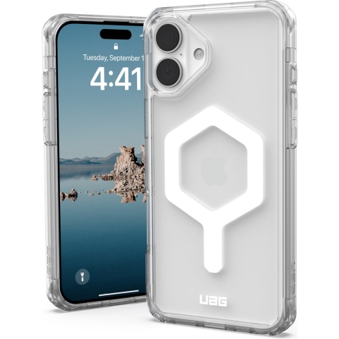 Urban Armor Gear Plyo MagSafe Case Backcover Apple iPhone 16 Plus Ice, Transparant, Wit MagSafe compatible