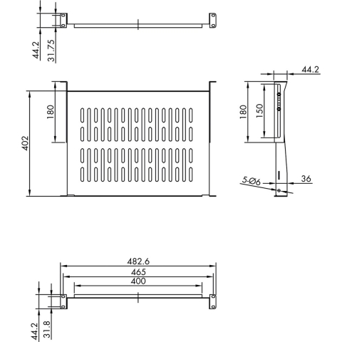 VALUE 19-Legplank, 485 x 400mm, max. 25kg, zwart