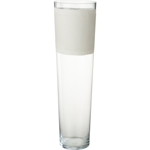 J-Line vaas Delph - glas - transparant|wit - large