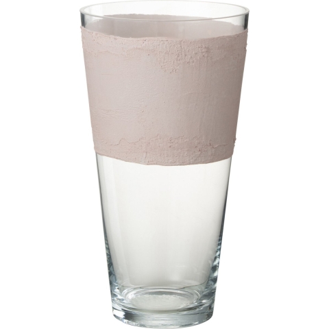 J-Line vaas Delph - glas - transparant|lichtroze - small - 35 cm hoog