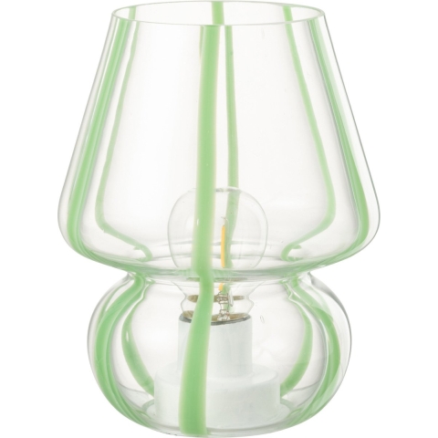 J-Line Tafellamp Strepen Glas Transparant|Groen Large