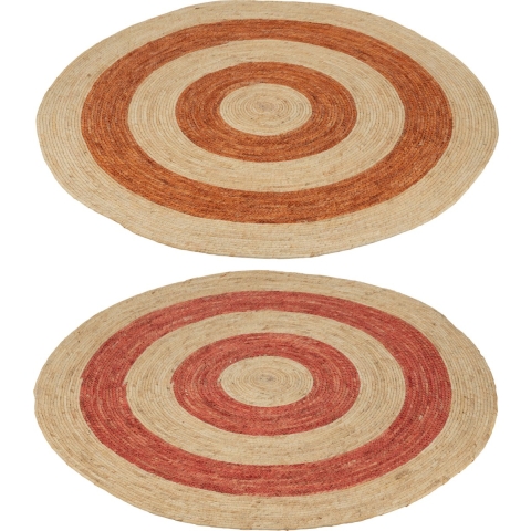 J-Line tapijt Rond Cirkels - maïs - oranje|rood - large - 2 stuks