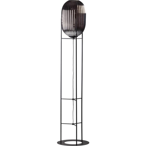 ETH Vloerlamp Glamm L 30cm|176cm Smoke Glass Ribbel | Zwart