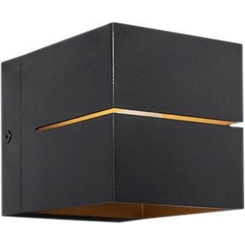 QAZQA Moderne wandlamp zwart met goud 9,7 cm - Transfer Groove