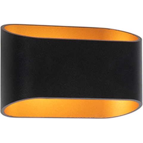 QAZQA Moderne wandlamp zwart met gouden binnenkant ovaal - Alone