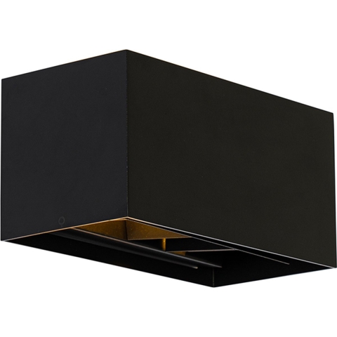 QAZQA Moderne wandlamp zwart rechthoekig 2-lichts - Edwin