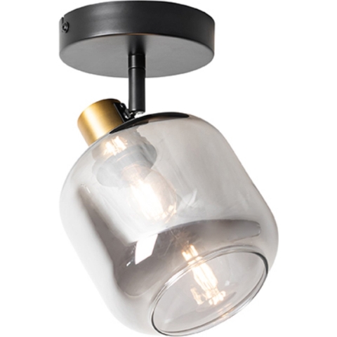 QAZQA Design plafondspot zwart met goud met smoke glas - Zuzanna