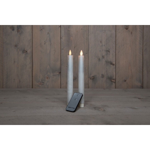 Anna Collection LED dinerkaarsen - 2x st - parel grijs - 23 cm