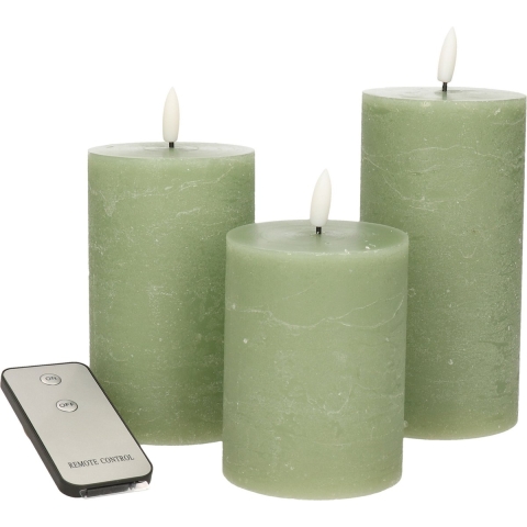 Anna&apos;s Collection LED Stompkaarsen -afstandsbediening -3x -groen