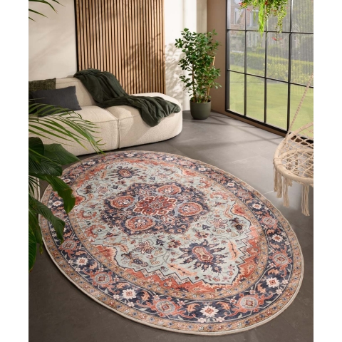 Heritaged Buitenkleed ovaal Vintage - Valenca Fino groen|blauw -