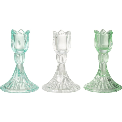 J-Line Kandelaar Tulp Koud Glas Mix Assortiment Van Drie