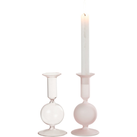 J-Line kaarshouder Bal - glas - transparant|lichtroze - 2 stuks