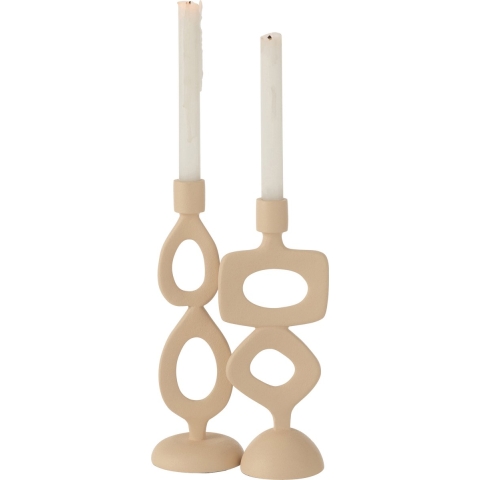 J-Line kaarshouder Ringen - aluminium - beige - 2 stuks
