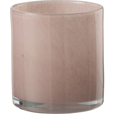 Theelichthouder | Glas | Roze | 12x12x (h)12 Cm