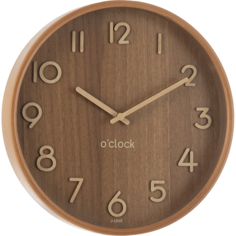 J-Line Wandklok Multiplex|Mdf Naturel Donker Small