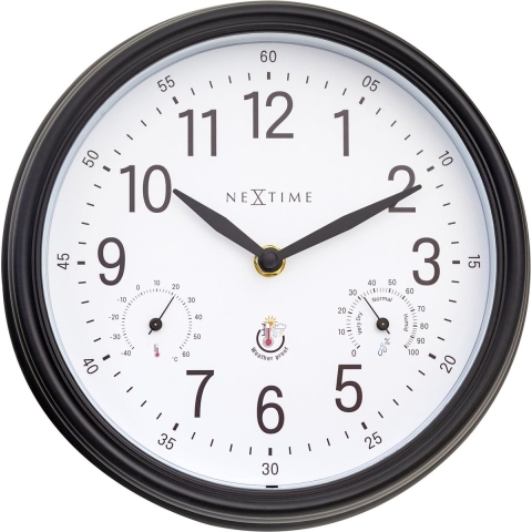 NeXtime - Weerstation - Wandklok- 23.5 cm -weersbestendig - wit -