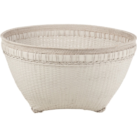 J-Line mand Rond - rotan|jute - wit - extra large