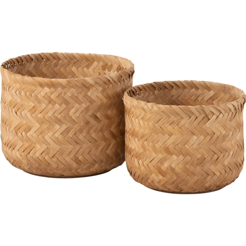J-Line set van 2 mand - bamboe - naturel