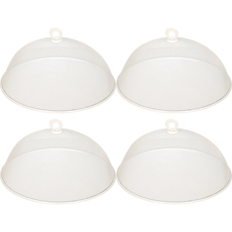 4x stuks metalen vliegenkap/voedselkap wit rond 35 cm -