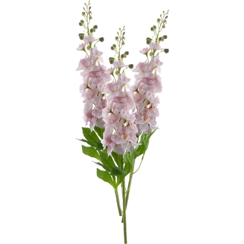 Kunstbloem Ridderspoor/delphinium Roland - 3x - 87 cm - licht roze - kunst zijdebloemen -