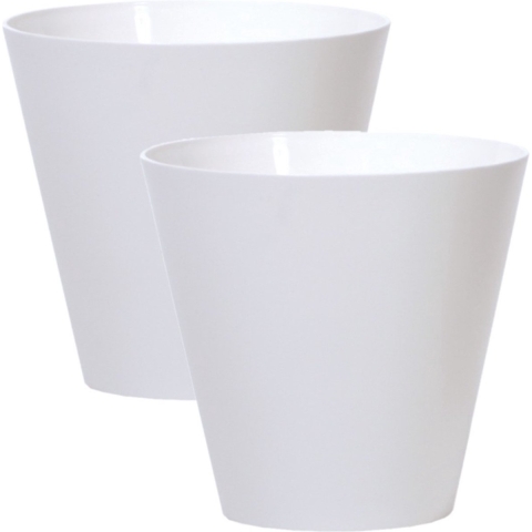 Bloempot/plantenpot voor buiten - Set van 2x stuks - kunststof - wit - D40 x H37 cm - 28 liter -