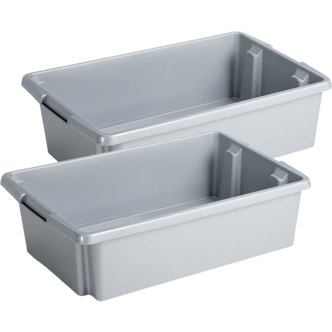 Sunware Opslagbox - 2 stuks - kunststof 30 liter lichtgrijs 59 x 39 x 17 cm -