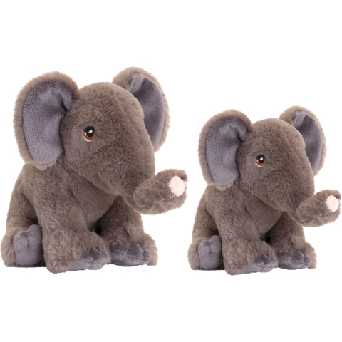 Keel Toys - Pluche knuffel dieren set 2x olifanten 18 en 25 cm -