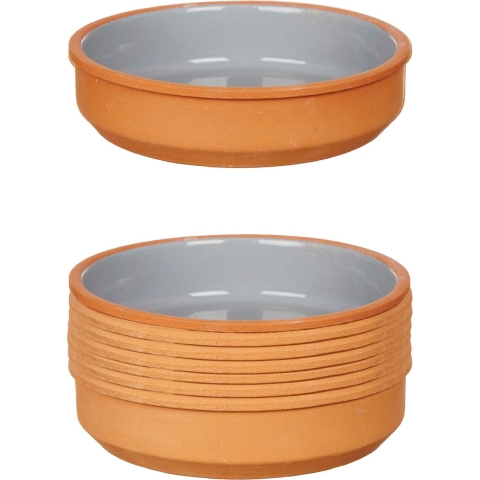 Set 8x tapas/creme brulee serveer schaaltjes terracotta/grijs 16x4 cm -