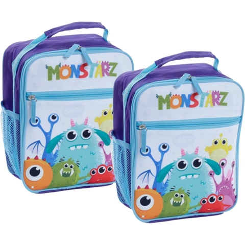 2x Stuks Draagbare lunch koeltas Monstarz print 21 x 11 x 25 cm - 5.8 L -
