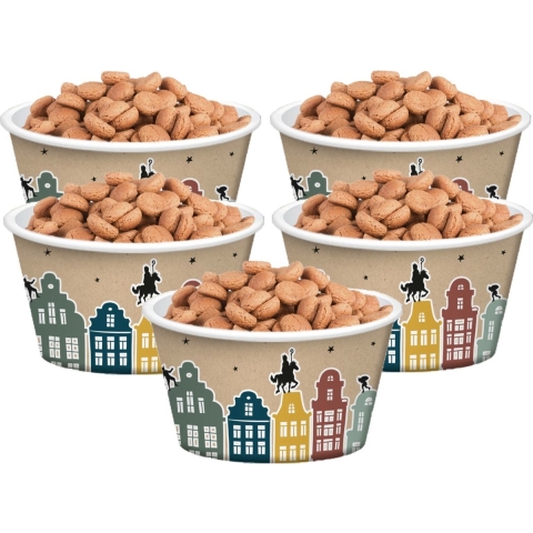 Sinterklaas pepernoot/snoep bakjes papier met Welkom Sint en Piet print 50x stuks 250 ml -