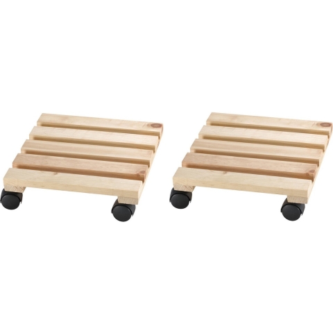 2x Planten trolleys/multirollers 30 x 30 cm voor harde vloeren -