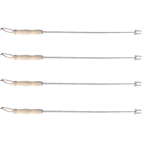 4x RVS BBQ/barbecue vorken uitschuifbaar 80 cm -
