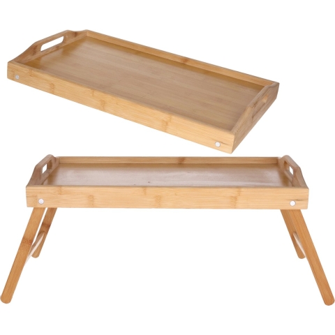2x Bamboe ontbijt op bed dienbladen/tafeltjes 50 x 30 cm -