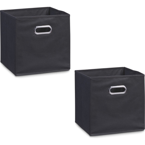 Opbergmand/kastmand - 6x - zwart - 28 x 28 cm - polyester - speelgoedmand -