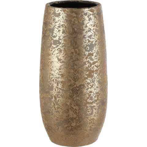 Luxe bloemenvaas goud motief 35 x 17.5 cm van keramiek -