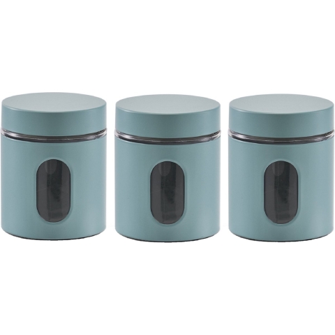 4x Eucalyptus groene voorraadblikken/potten met venster 600 ml -
