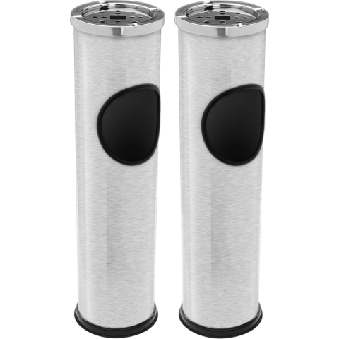 2x Staande asbakken met afvalbakje zilver 56 cm -