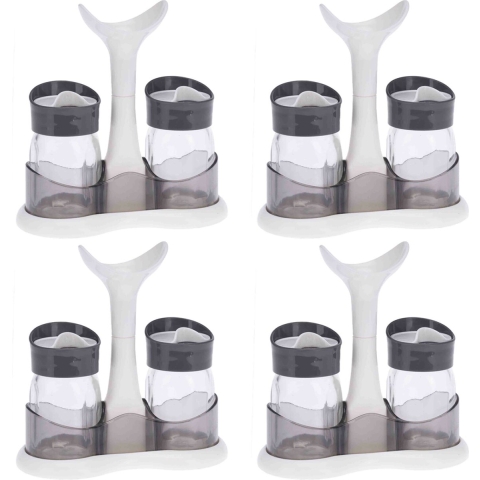 8x Stuks Setje van peper en zout vaatjes/strooiers - 3 Delig - wit - 80 ml -