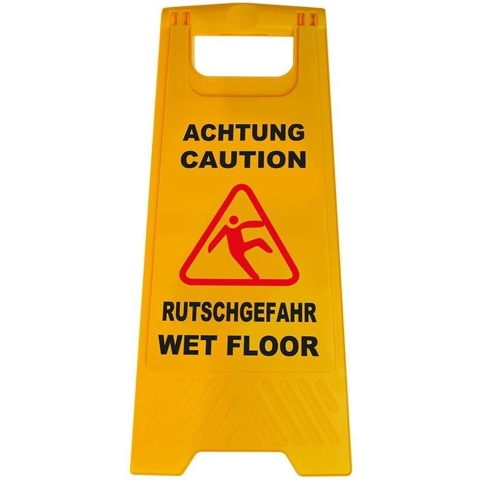 3x Waarschuwingsbord opgepast gladde vloer kuntstof geel 58 cm -