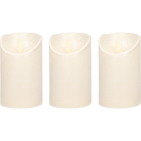 3x Creme parel LED kaarsen / stompkaarsen met bewegende vlam 12,5 -