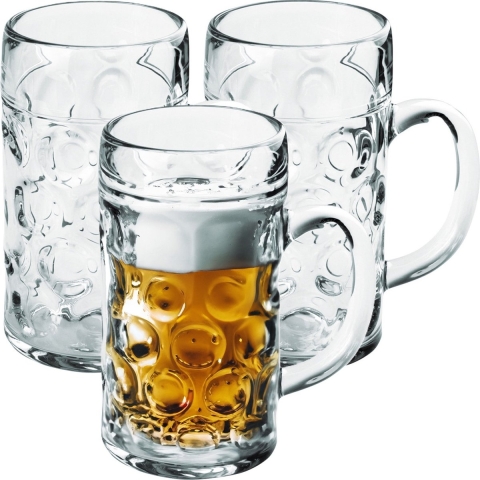 3x Bierpullen/bierglazen 1.3 liter/130 cl/1300 ml van onbreekbaar kunststof -