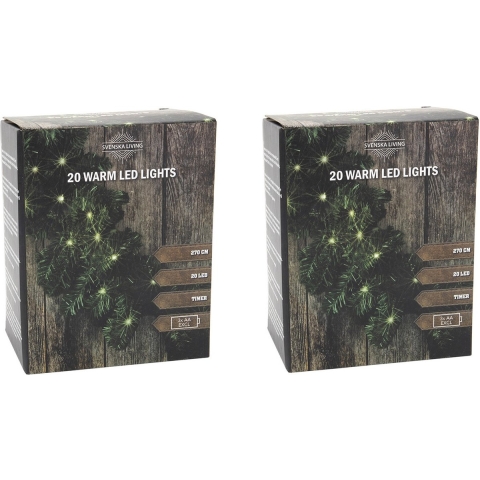 Set van 3x stuks kerst dennenslinger guirlande groen met verlichting 270 cm -