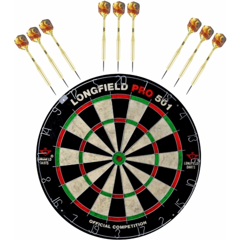 Dartbord set compleet van 45.5 cm met 9x Bulls dartpijlen van 23 gram -