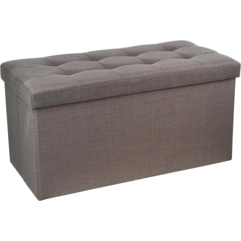 Poef/hocker - opbergbox - donkergrijs - kunststof/mdf - 76 x 38 x 38 cm - opvouwbaar -
