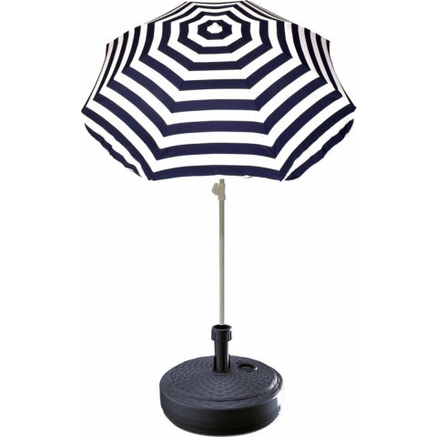 Blauw gestreepte strand/tuin basic parasol van nylon 180 cm + parasolvoet antraciet -