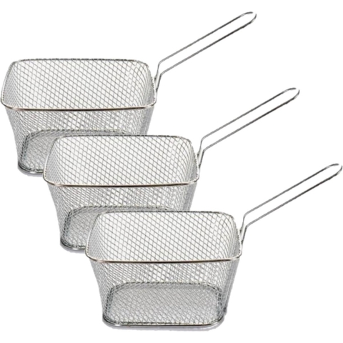 Set van 6x stuks patat/snack serveermandje/frituurmandje van ijzer 23 cm -