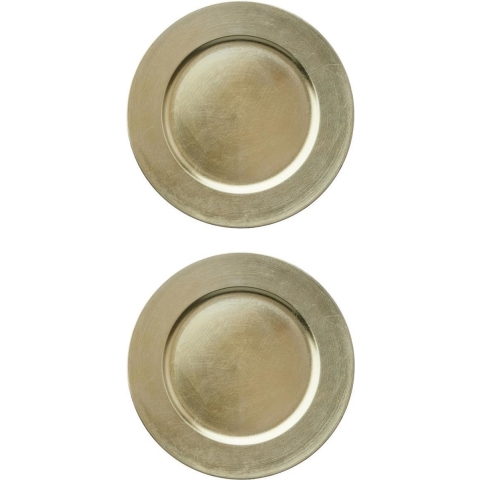 6x stuks diner borden/onderborden champagne 33 cm -