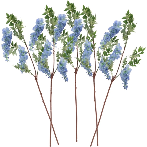 Chaks Blauweregen/wisteria - 5x - kunstbloemen - blauw - 110 cm - kunstplanten/kunsttakken -