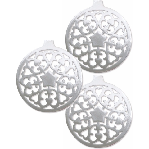 Grote Kerstbal hangdecoratie van karton - 3x - zilver - Dia 32 cm - Kerstversiering -